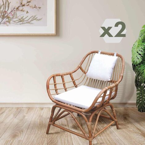 Set di 2 Poltrone da Giardino con Cuscino Chillvert Parma 65x68x84 cm  Fabbricate in Rattan Naturale