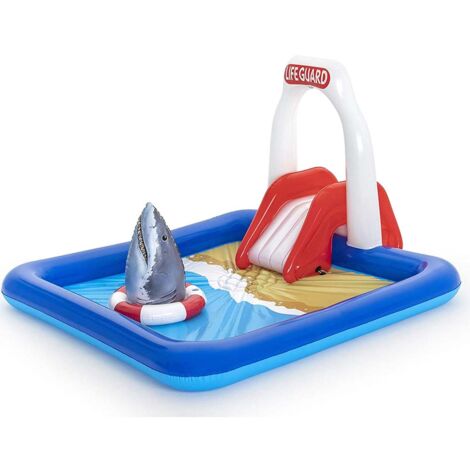 Gonfiabile Bestway Lifeguard Tower Play Center 234x203x129 cm con Spruzzatori, Scivolo e Squalo