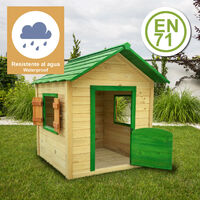 Casetta per bambini in legno di pino con tetto a capanna Kela Verde Outdoor  Toys - Habitium®