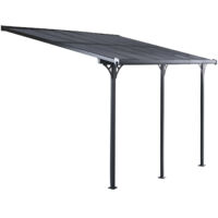 Gazebo Pergola a Parete Gardiun Elliot - 13 m² 435x300x225/270 cm Alluminio e Policarbonato