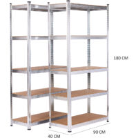 Scaffale Metallico Modulare Con 5 Ripiani 875kg Nero 90x40x180cm Thinia Home 90177536