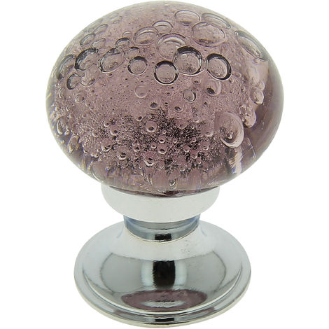 Bouton verre/métal violet/chromé diamètre 31mm