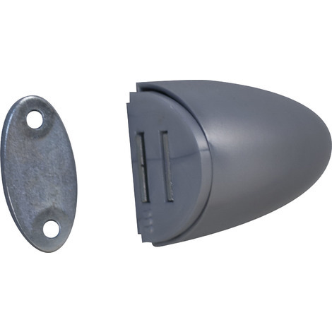 Loqueteau magnétique déco ovale plastique gris