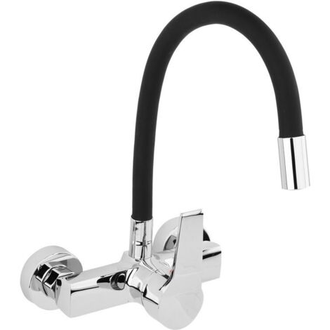 Küchenarmatur Einhebelmischer – flexible Wandarmatur mit ergonomischem Griff – Silikon-Auslauf für präzise Anpassung – 150mm Befestigung – Fala (1/5)