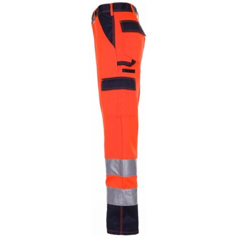 Portwest Warnschutzbundhose Sevilla - Größe XL, Orange/Marine, TX71ONRXL - EN ISO 20471 Klasse 2