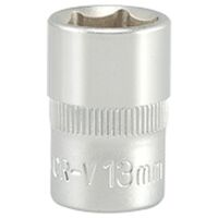 Stecknuss 13 mm kurz, 3/8" Antrieb, CrV, gerändelt