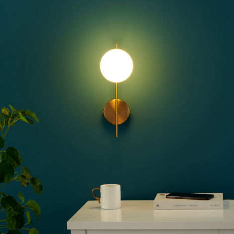 Applique Murale Moderne Avec Globe En Verre Blanc, E14 Éclairage LED 3