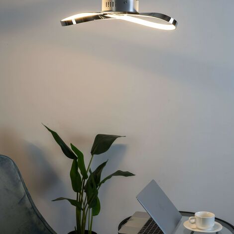 Plafonnier LED design double rectangle argenté - Eliza