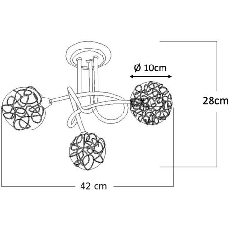 Plafonnier Design Kosilum 5 Boules Aphyse - Lumière Blanc Chaud 3000K - Pour Salon/Chambre/Cuisine - IP20