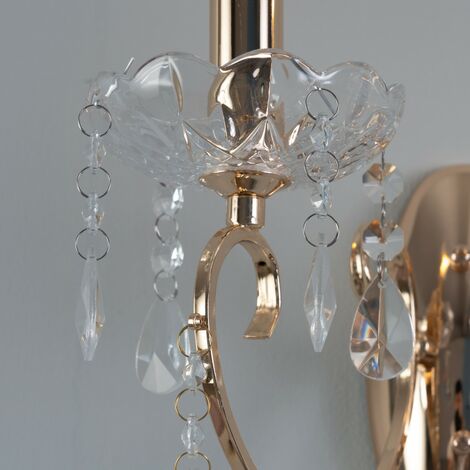 Applique 2 bras cristal baroque pampilles doré - Pavia