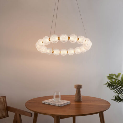 Suspension LED dorée multi sphères transparentes 57 cm - Roseli (1/5)