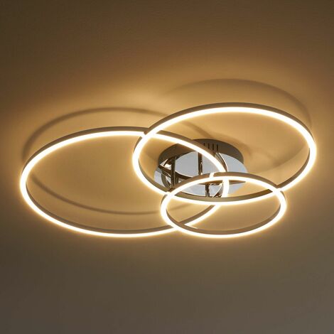 Plafonnier LED design 4 cercles argenté - Olava
