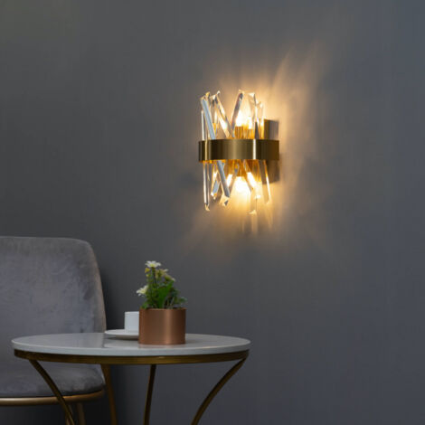 Kosilum – Applique murale en cristal et métal doré – Éclairage LED économique – Forme cylindrique 25cm – Pour décoration intérieure élégante (1/5)