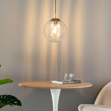 Suspension tendance boule en verre strié - Niccolo