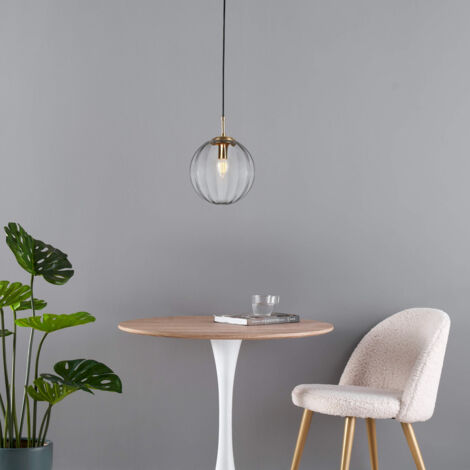 Suspension tendance boule en verre strié - Niccolo