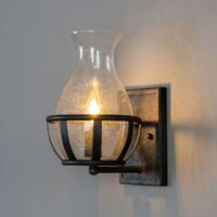 Applique Murale Noire avec Vase en Verre - Elerina