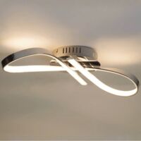 Plafonnier LED design ruban infini chrome - Acht - Argenté / Chromé