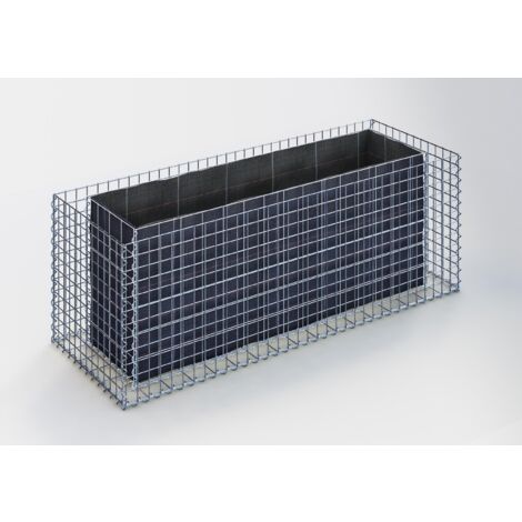 Gabiondeco - Jardinière Gabion. 170 cm x 60 cm x 60 cm (L x H x P). taille des mailles 5 x 5 cm. Épaisseur des parois 10 cm - Made in Germany (1/2)