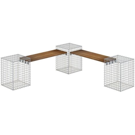 Gabiondeco - Banc de jardin Teck 205 cm x 60 cm x 37 cm. maillage 5 x 5 cm. - Made in Germany (1/3)