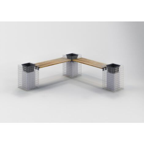 Gabiondeco - Banc de jardin Teck 205 cm x 60 cm x 37 cm. maillage 5 x 5 cm. galvanisé à chaud - Made in Germany (1/5)
