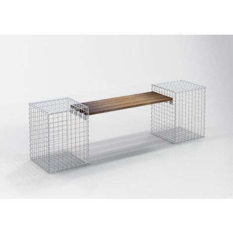 Gabiondeco - Banc de jardin Cumaru 200 cm x 60 cm x 37 cm. maillage 5 x 5 cm. - Made in Germany (1/3)
