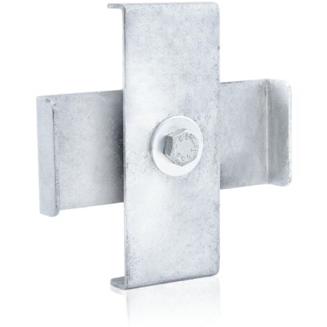 Bride de fixation pour panneau bois sur gabion mailles 10 x 10 cm – Clip galvanisé avec contre-plaque – Assemblage sécurisé – Gabiona