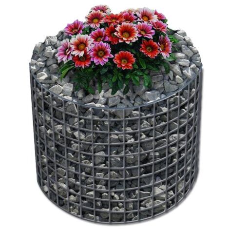 Jardinière ronde en gabion 62 cm – Hauteur 50 cm – Maille 5 x 5 cm – Épaisseur 10 cm – Acier galvanisé durable – Gabiona (1/3)