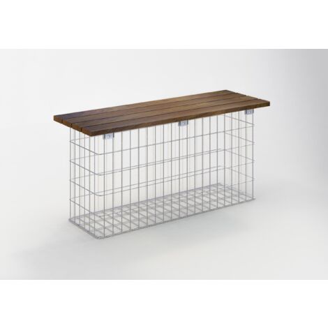Gabiondeco - Banc de jardin Cumaru 115 cm x 50 cm x 32 cm. maillage 5 x 10 cm. galvanisé à chaud  - Made in Germany (1/5)