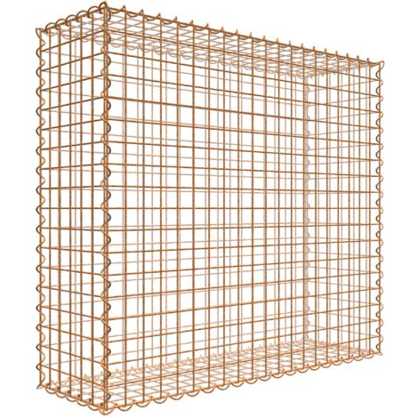 Gabiondeco - Gabion aspect rouille 100 cm x 90 cm x 30 cm (L x H x P). taille des mailles 5 x 5 cm. formation de rouille naturelle en cours - Made in Germany (1/3)
