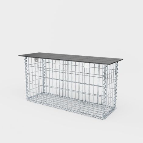 Gabiondeco - Banc de jardin Spiral Gabions 105 x 50 x 30 cm - MW 5 x 10 cm. avec plateau recyclà© en anthracite - Made in Germany (1/5)