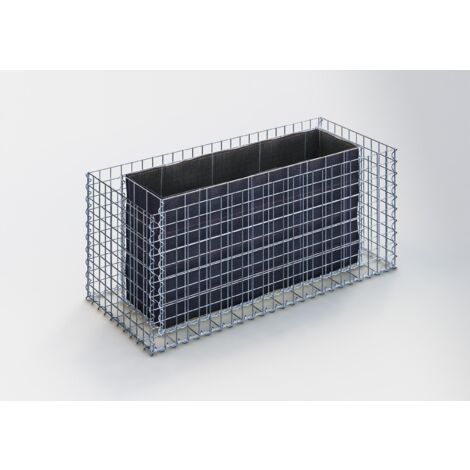 Jardinière en gabion 120 cm x 50 cm x 50 cm – Fil galvanisé à chaud – Mailles 5 x 5 cm – Épaisseur des parois 10 cm – Pour cultures en extérieur – Gabiona