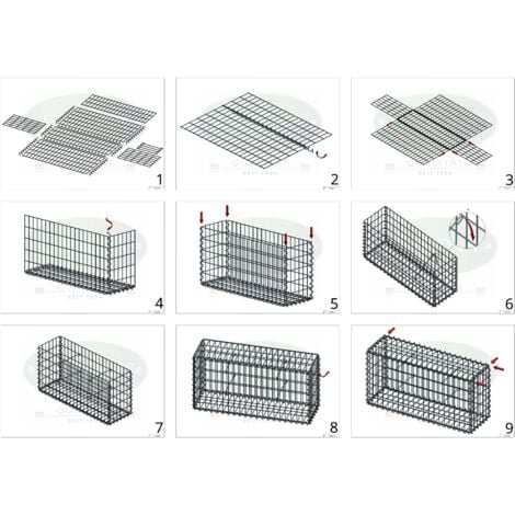 Gabiondeco - Gabion 100 cm x 40 cm x 20 cm (L x H x P). mailles 5 x 10 cm. Spirale - Made in Germany