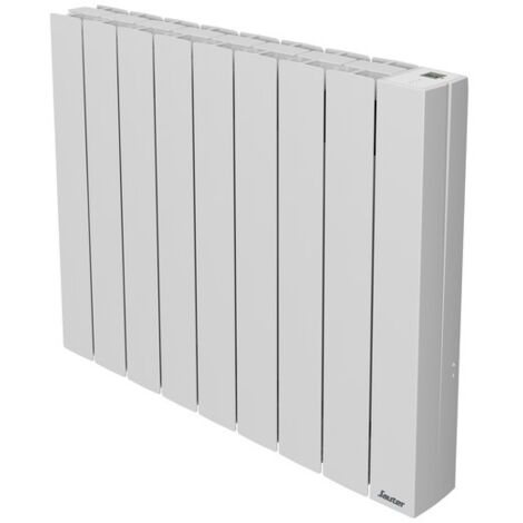 Sauter – Radiateur à inertie fluide 1500 W – Surface de chauffe 15 m² – Horizontal 73.2 cm – Thermostat électronique – Aluminium blanc