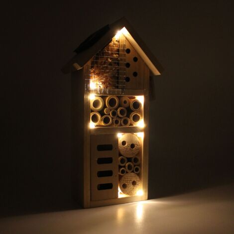 Hôtel à Insectes En Bois Coloré - Pour Bourdons, Abeilles Sauvages, Coccinelles - 36x24x9 Cm
