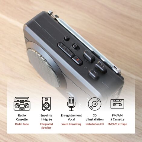 Radio FISHTEC Recording - Cassette - MP3 - Port USB - FM - AM
