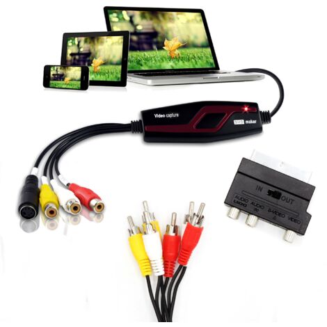 Fishtec – Adaptateur vidéo pour vidéosurveillance – Port USB – Longueur 7,3 cm – Compatible Windows et Mac – Qualité d'image et son optimales (1/5)