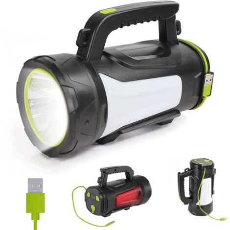FISHTEC - Lampe torche LED 1000 lumens, USB, blanche/rouge (1/5)