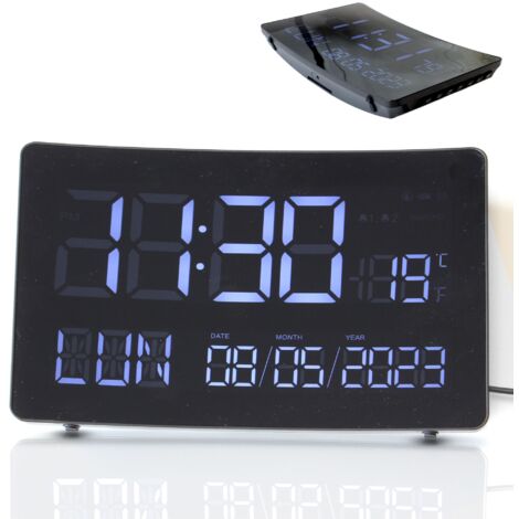 Horloge Murale Fishtec Blue Night - Affichage Température LCD - Design Apaisant Bleu