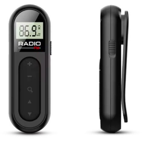 FISHTEC Mini radio FM à écran Pocket - Petit radio portable de Poche - Rechargeable avec batterie - Idéal pour la marche et le voyage