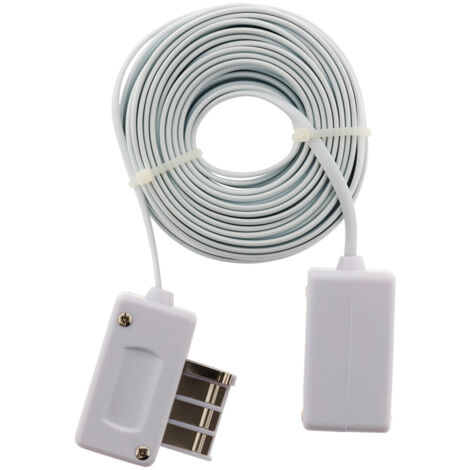 Rallonge téléphone mâle gigogne / femelle 8 plots 10m - Blanc - Zenitech