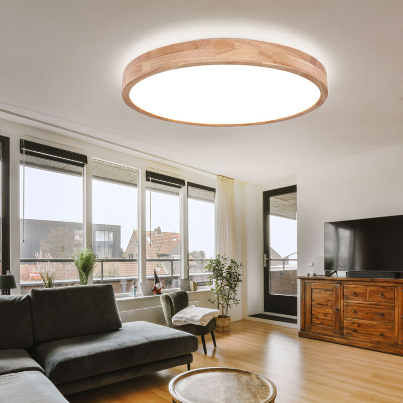Plafonnier LED Dimmable 80cm Noir – Télécommande, 3000K-6000K, Lumière Moderne Salon Chambre Cuisine