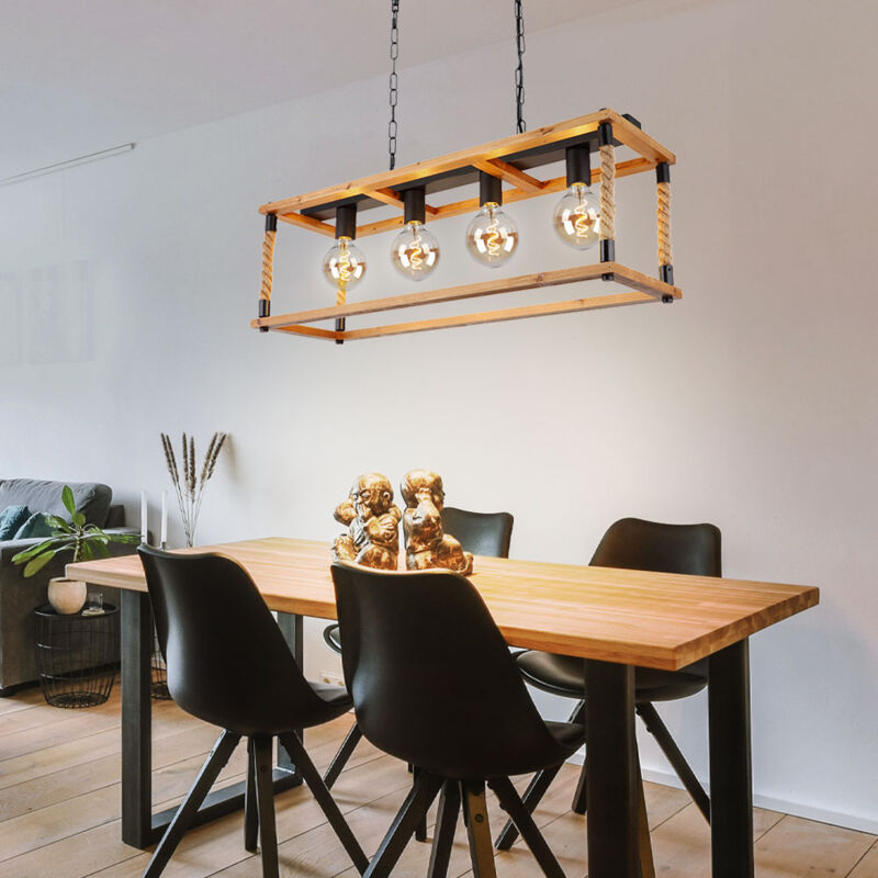 Spot De Plafond Plafonnier Pivotant Chrome Plafonnier Rétro Verre, 4 Flammes Accents Bois, 4x