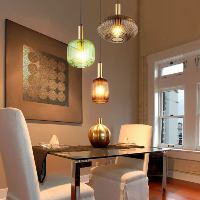 Suspension Abat-jour Verre 15cm Tourbillon Ambré - Luminaire Industriel E27 Loft