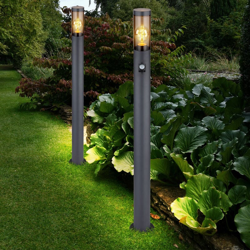 Lampadaire Lampe de jardin en acier inoxydable avec détecteur de mouvement  Lampe de chemin à LED Lampadaire Lampe d'extérieur anthracite, batterie  rechargeable, IP44, 4 watt 290lm 3000K, LxlxH 14x18x60 cm