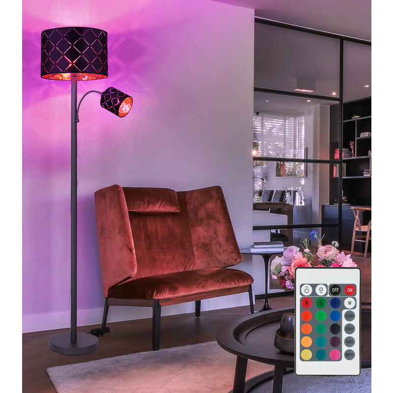 Lampadaire lampadaire LED uplighter Flexo lampadaire de salon variateur avec  liseuse, métal noir, 1x LED 18W 1410 lm blanc chaud, H 180 cm, ETC Shop:  lampes, mobilier, technologie. Tout d'une source.