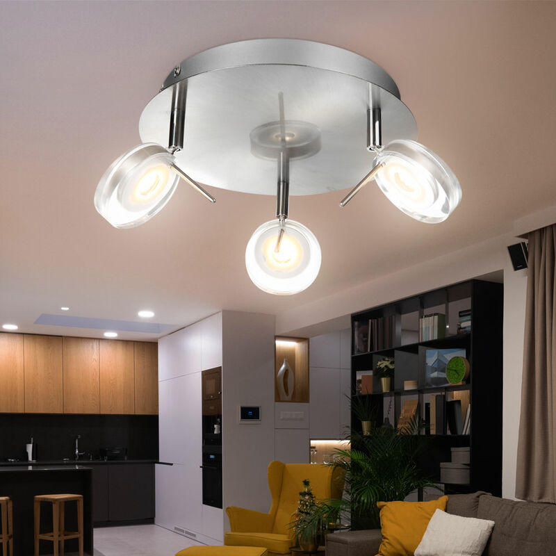 Plafonnier, spot, spots mobiles, 2 flammes, plafonnier, spot de plafond,  chrome brossé, 2x LED blanc chaud, salon, couloir, chambre, cuisine, ETC  Shop: lampes, mobilier, technologie. Tout d'une source.