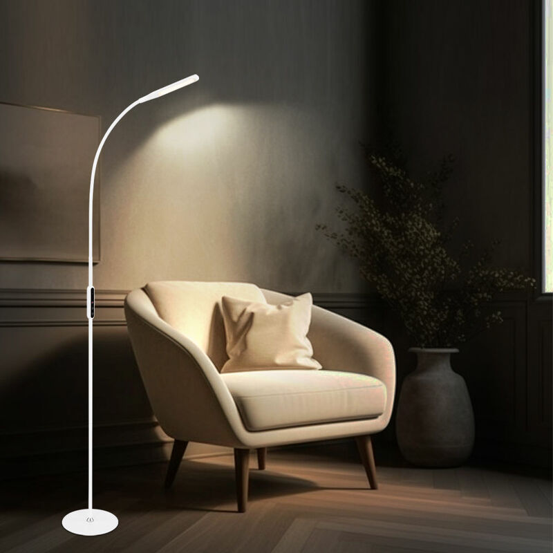 Lampadaire lampadaire blanc salle à manger dimmable lampe de salon LED  moderne, lampadaire design CCT, métal, LED, LxPxH 71x22x110 cm