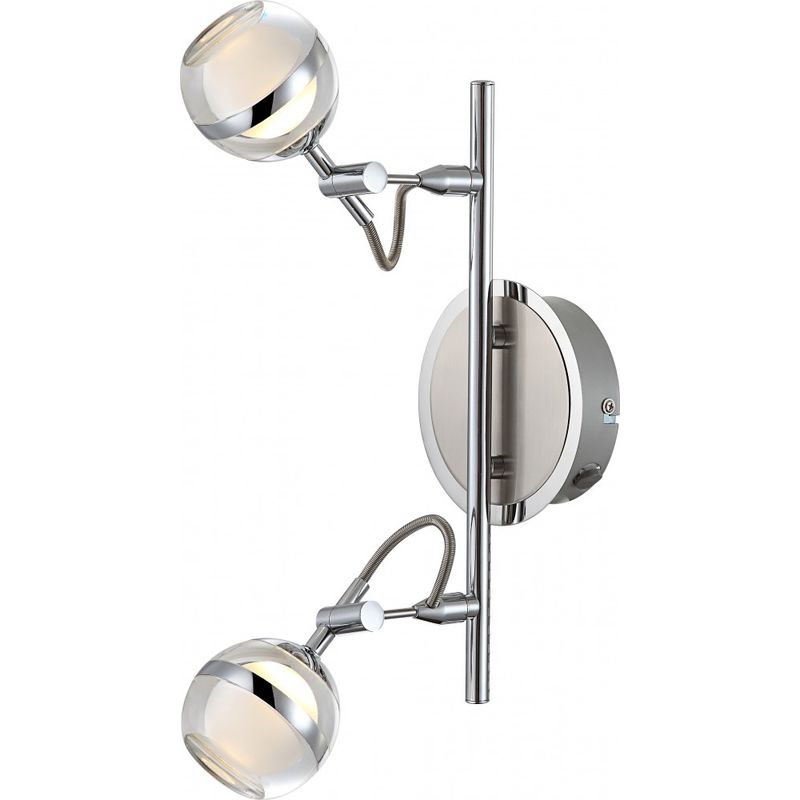 Plafonnier Plafonnier Spot Spot Spot Lampe de salon Eclairage de couloir, 2  spots flamme mobiles, Chrome clair, 2x LED 4W 250Lm blanc chaud, LxPxH  38x8x16cm