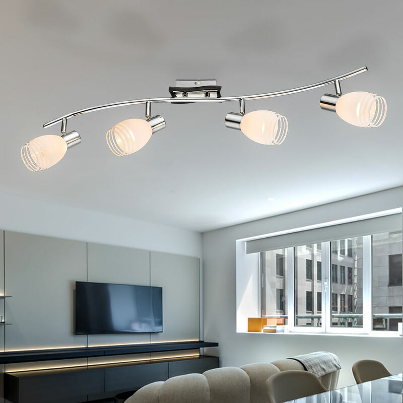 LED Plafond Lumière Lampe Couloir Travail Chambre Éclairage Verre Spot  Chrome