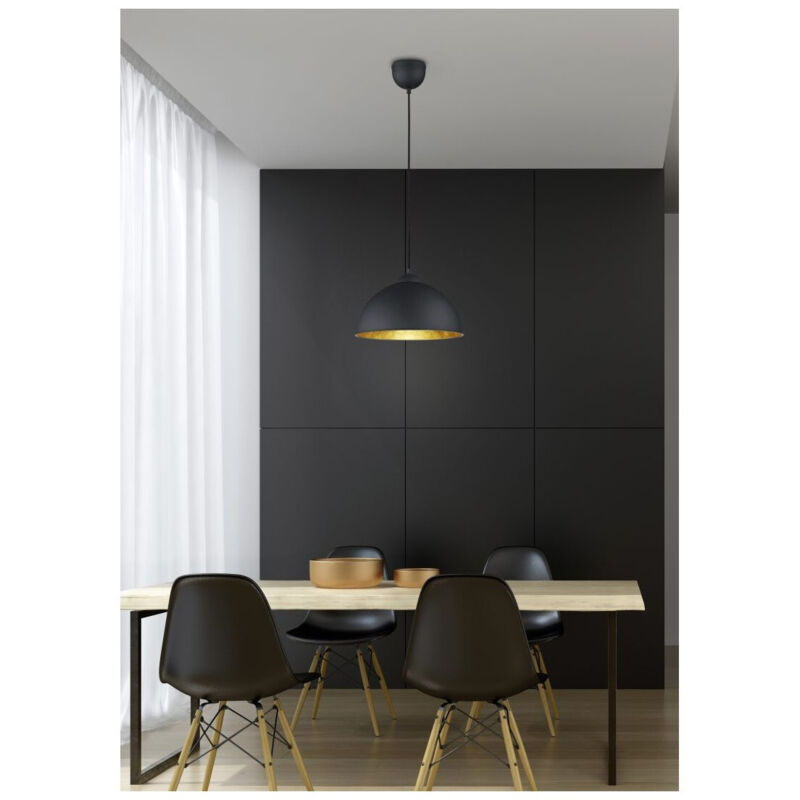 Plafonnier Design Hofstein, Suspension Tissu Noir/blanc, Lampe Moderne Pour Cuisine/salon (138974)